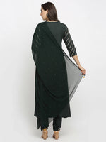 Thumbnail for Rudra Bazaar Green Angrakha Style Flared Anarkali Kurta with Pyjamas & Dupatta - Distacart