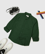 Thumbnail for Manet Boys Mandarin Collar Full Sleeves Melange Shirt - Green - Distacart