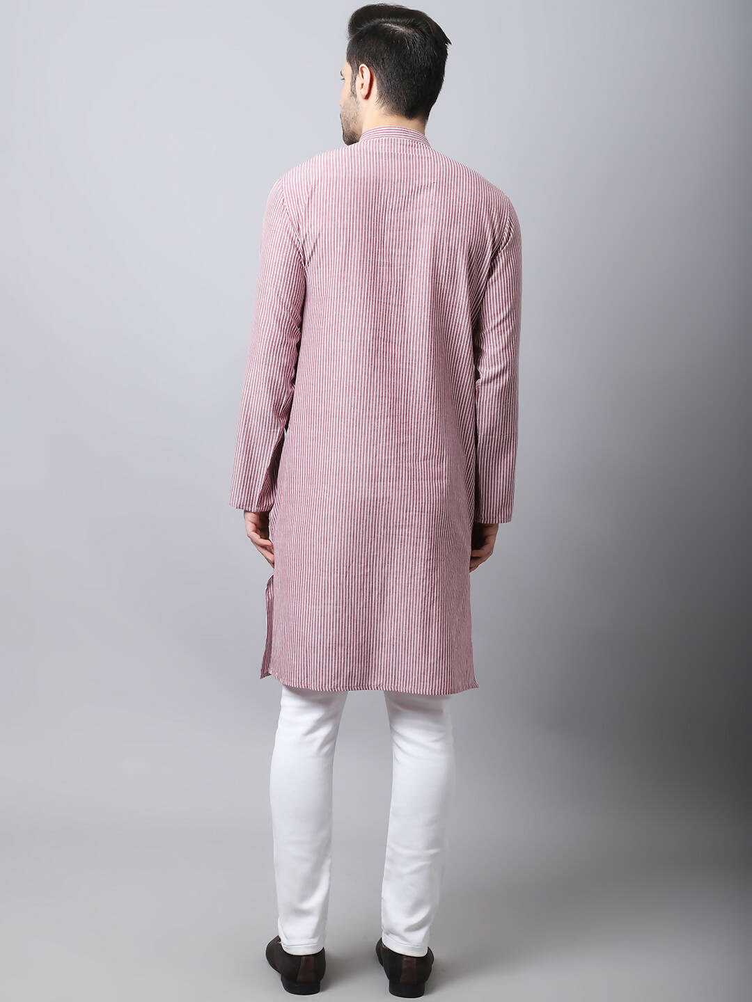 Even Apparels Red Pure Cotton Men's Kurta With Band Collar - Distacart