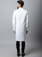 Thumbnail for Even Apparels White Color Pure Cotton Solid Men's Kurta With Shirt Collar (SLD1203) - Distacart