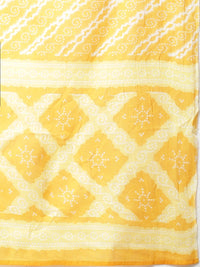 Thumbnail for Sangria Women Yellow Printed Thread Work Pure Cotton Kurta with Trousers - Distacart