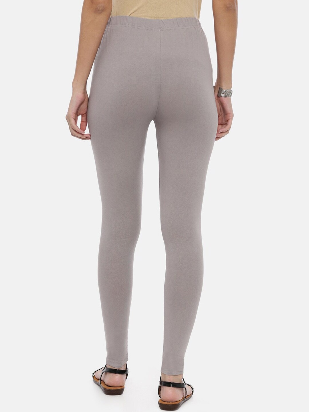 Souchii Women Grey Solid Slim-Fit Ankle-Length Leggings - Distacart