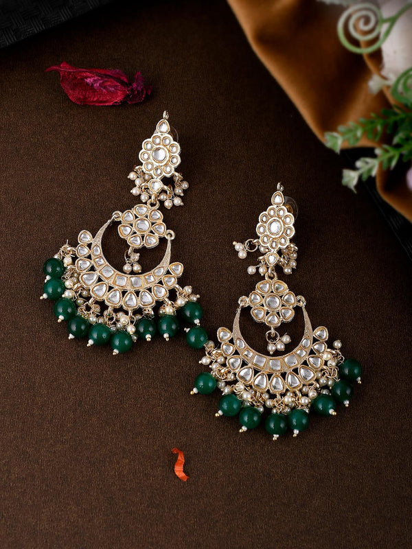 Shoshaa Green Contemporary Chandbalis Earrings - Distacart