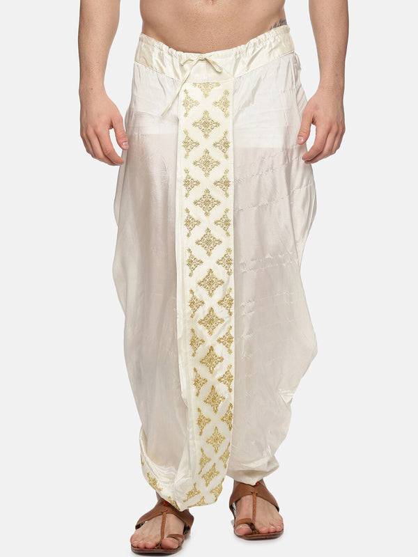 Sethukrishna Men Cream Embroidered Dhoti Pant - Distacart
