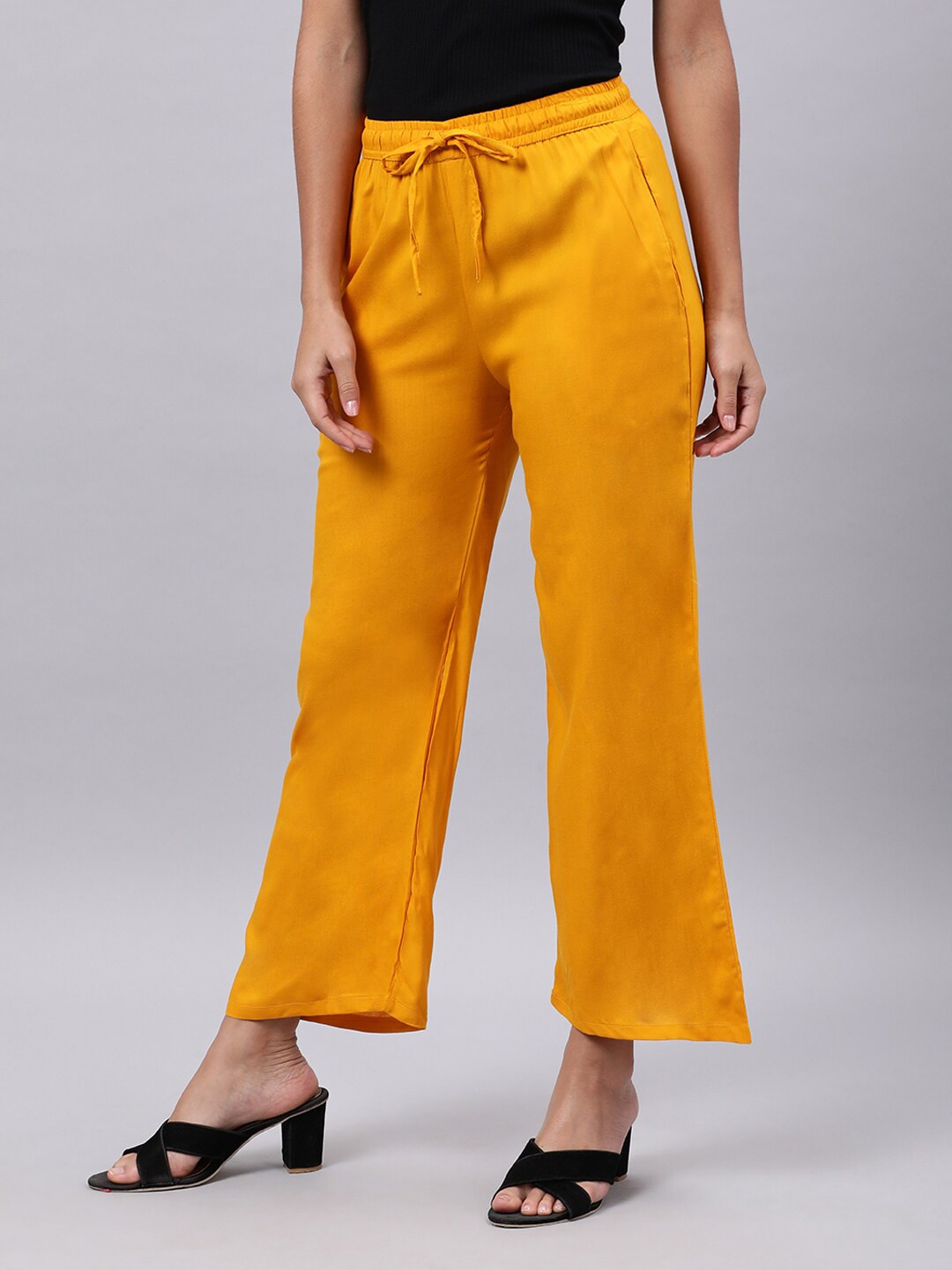 Souchii Yellow Liva Ethnic Palazzos - Distacart