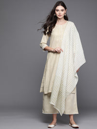 Thumbnail for Biba Women Green & White Striped Kurta with Palazzos & Dupatta - Distacart