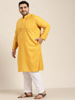 Thumbnail for Sojanya Plus Size Men Mustard Yellow Pure Cotton Kurta - Distacart