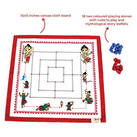 Thumbnail for Desi Toys Bal Ganesha Nine Men Morris/ Navakankari, Classic Strategy Board Game with Canvas Fabric Board, Based on Indian Mythological Story - Distacart