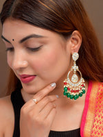 Thumbnail for Shoshaa Green Contemporary Kundan Chandbalis Earrings - Distacart