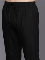 Thumbnail for Manyavar Men Black Mandarin Collar Kurta Set - Distacart