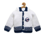 Thumbnail for Chutput Kids Woollen Hand Knitted Tacky Design Sweater For Baby Boys - White - Distacart