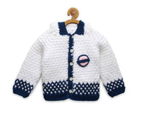 Thumbnail for Chutput Kids Woollen Hand Knitted Tacky Design Sweater For Baby Boys - White - Distacart