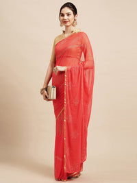 Thumbnail for Saree Mall Peach-Coloured Embellished Sarees - Distacart