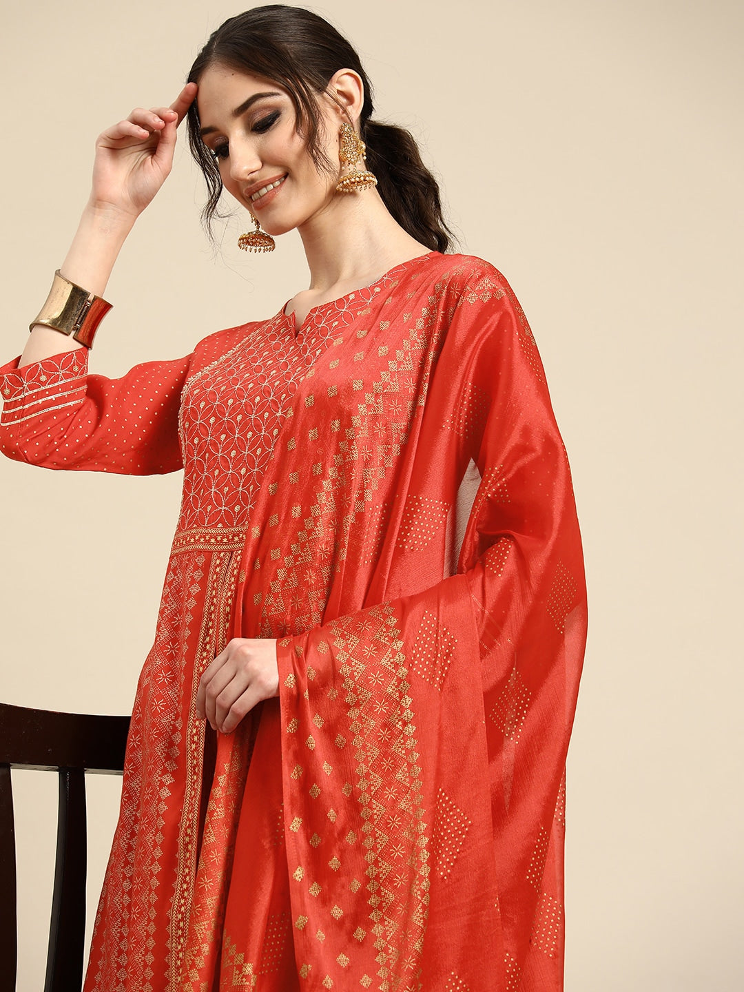 Sangria Women Ethnic Motifs Embroidered Sequinned Kurta with Sharara With Dupatta - Distacart