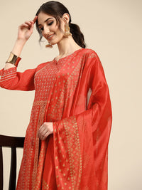 Thumbnail for Sangria Women Ethnic Motifs Embroidered Sequinned Kurta with Sharara With Dupatta - Distacart