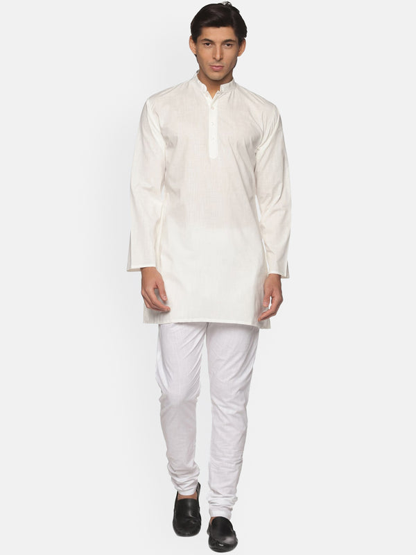 Sethukrishna Men Cream-Coloured Striped Pure Cotton Kurta with Pyjamas - Distacart