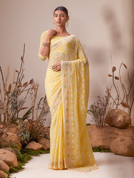 Soch Ethnic Motifs Embroidered Saree - Distacart