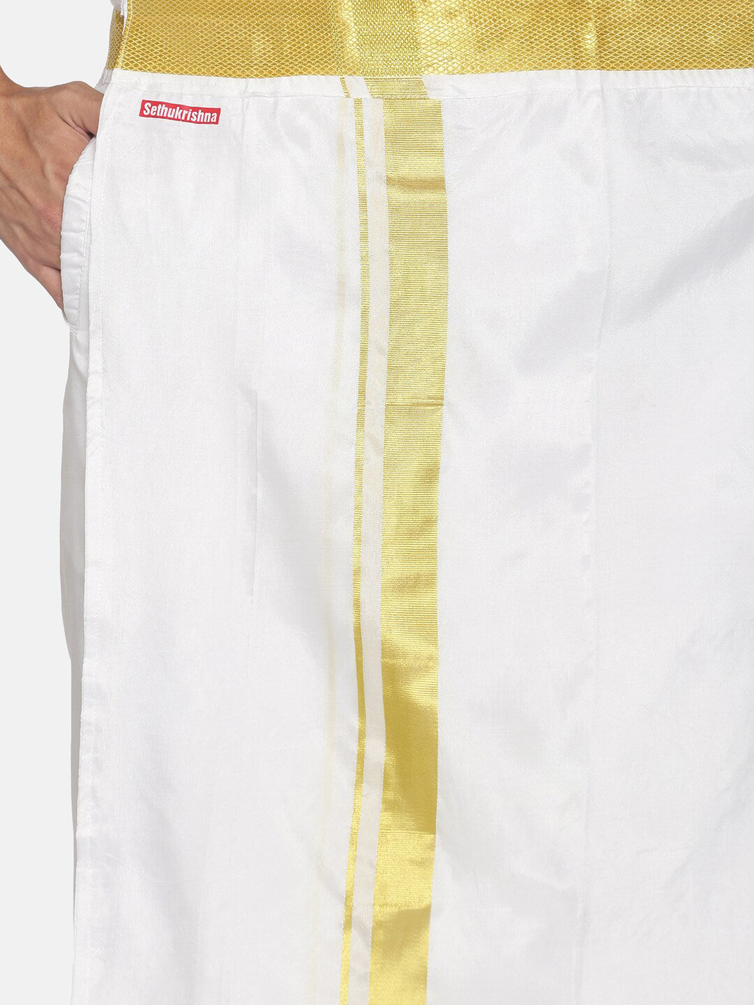 Sethukrishna White Solid Readymade Dhoti - Distacart