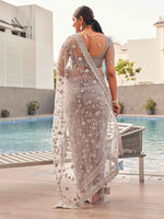 Thumbnail for Tikhi Imli Embroidered Net Heavy Work Saree - Distacart