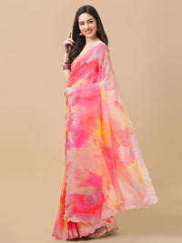 Thumbnail for Mitera Rose & Yellow Tie and Dye Beads and Stones Saree - Distacart