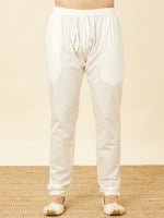 Thumbnail for Manyavar Mandarin Collar Thread Work Pure Cotton Kurta & Pyjamas - Distacart