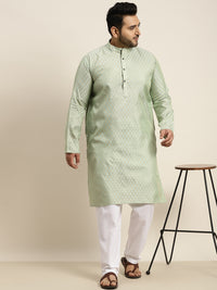 Thumbnail for Sojanya Plus Men Green Jacquard Self Design Kurta with Pyjamas - Distacart