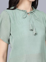 Thumbnail for Myshka Women Green Top with Palazzos - Distacart