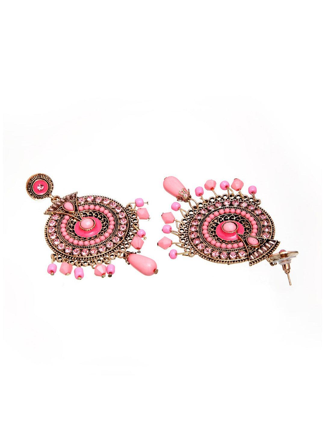 Shining Diva Pink Circular Drop Earrings - Distacart