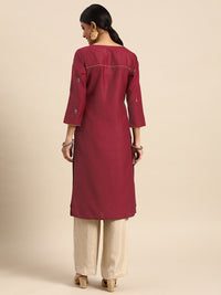 Thumbnail for Sangria Women Red Yoke Design Sequined Kurta - Distacart