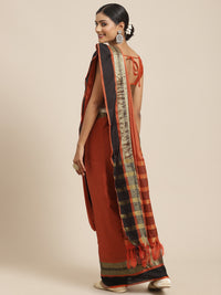 Thumbnail for Saree Mall Rust & Gold-Toned Woven Design Silk Blend Uppada Sarees - Distacart
