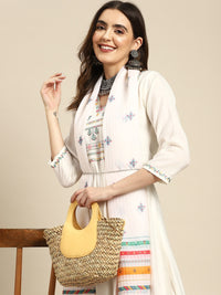Thumbnail for Sangria Ethnic Motifs Yoke Design Regular Thread Work Kurta with Trousers & With Dupatta - Distacart