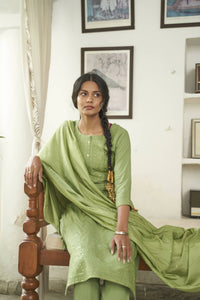 Thumbnail for Green Rayon Sequence Embroidery work Straight kurta with Pant & Dupatta - Akashara - Distacart