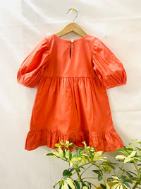 Thumbnail for ArthLife Orange Butterfly Embroidered Dress - Distacart