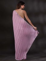 Thumbnail for Koskii Lavender Embellished Beads and Stones Poly Crepe Saree - Distacart