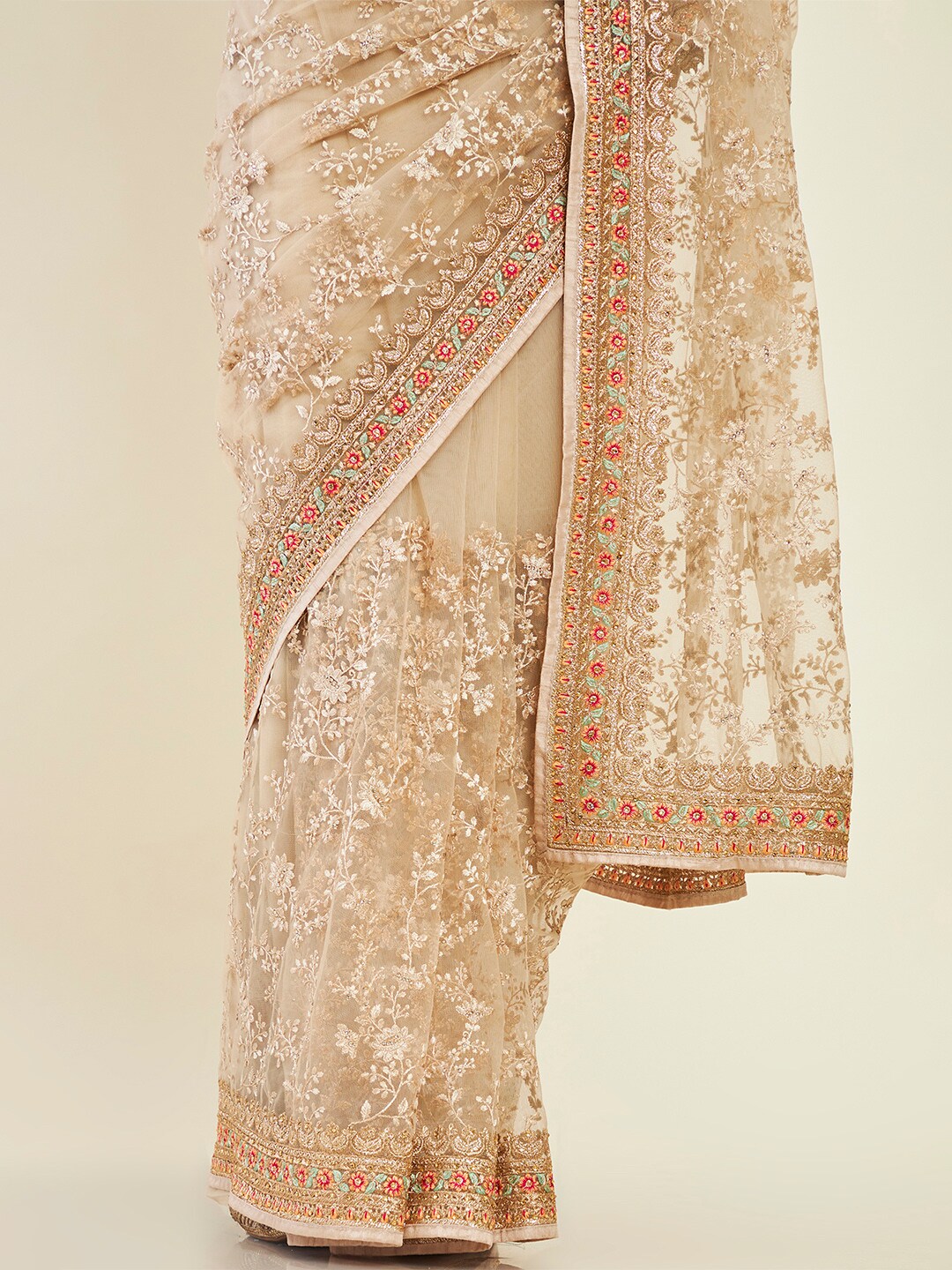 Soch Floral Embroidered Net Saree - Distacart