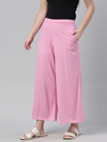 Thumbnail for Souchii Pink Knitted Palazzos - Distacart