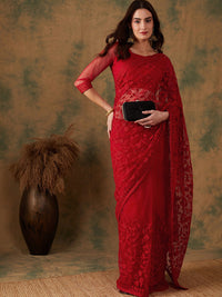 Thumbnail for Sangria Embroidered Net Sarees - Distacart