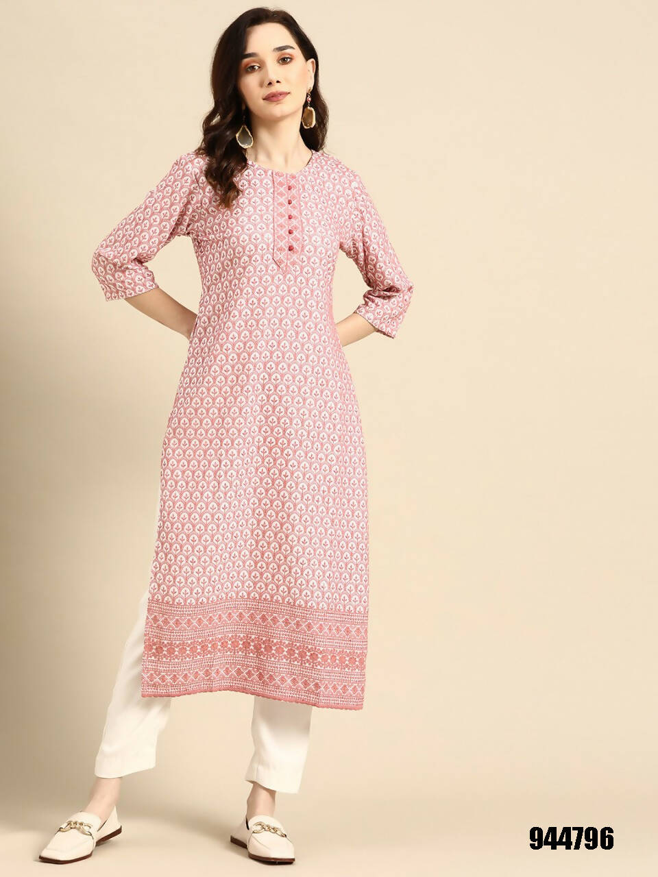 Deeps women's Pink Embroidered Rayon Kurta - Distacart