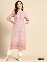 Thumbnail for Deeps women's Pink Embroidered Rayon Kurta - Distacart