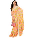 Thumbnail for Women's Partywear Designer Yellow Georgette Fancy Saree - Satrangi - Distacart
