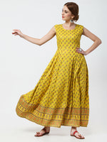 Thumbnail for Cheera Women's Mustard Viscose Cotton Long Kalidar Kurta With Jacket - Distacart