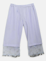 Thumbnail for Ahalyaa Blue Crepe Silver Glitter Print Kids Kurta Palazzo Set With Dupatta For Girls - Distacart