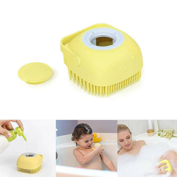 Favon Silicon Soft Cleaning Body Bath Brush with Shampoo Dispenser Scrubber for Cleansing and Dead Skin Removal - Distacart