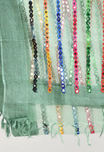 Thumbnail for Mominos Fashion Moeza Women's Orgenza Multi Thread Mirror Work Pista Green Dupatta - Distacart