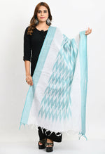 Thumbnail for Mominos Fashion Moeza Women's Handloom Cotton Ikkat Sea Green Dupatta - Distacart