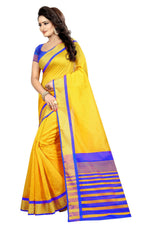 Thumbnail for Vamika Yellow Cotton Silk Weaving Saree (MASTANI ROYAL BLUE) - Distacart
