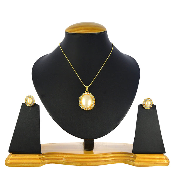 Gold-Plated Alloy Pearl Drop Pendant Set - The Pari - Distacart