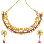 Thumbnail for Gold-Plated Alloy Multi Stone Studded Choker Necklace Set - The Pari - Distacart
