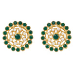 Thumbnail for Gold-Plated Alloy Green Beaded Round Pendant Choker Necklace Set - The Pari - Distacart
