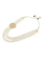 Thumbnail for Gold-Plated Alloy Round Brooch Pearl Long Haar Necklace Set - The Pari - Distacart